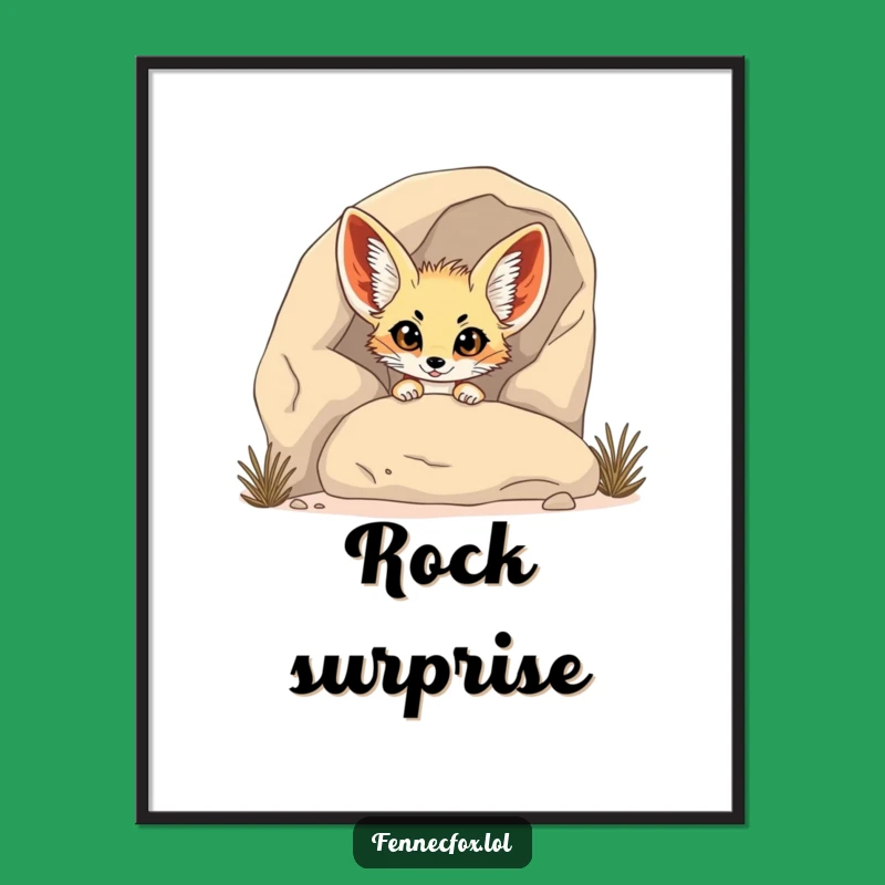 Funny Fennec Fox Peeking Digital Art: Whimsical Decor for Shy Smiles!