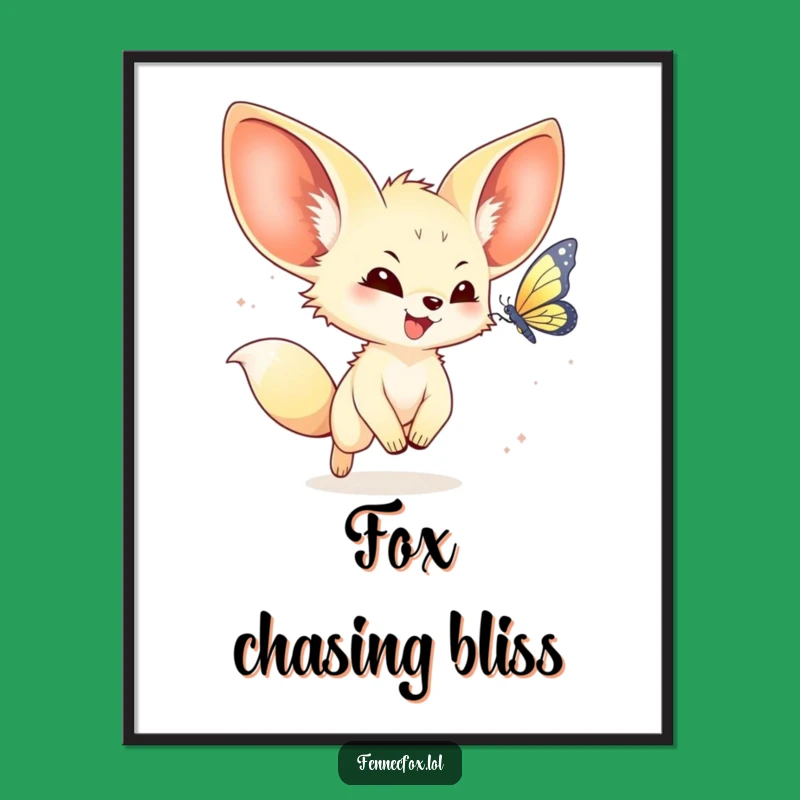 Funny Kawaii Fennec Fox Digital Art Print: Adorable decor for instant smiles.