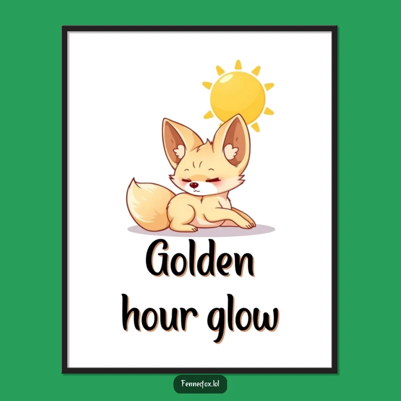 Funny Fennec Fox Digital Art: Luxurious Stretch Under Sun Decor Gift