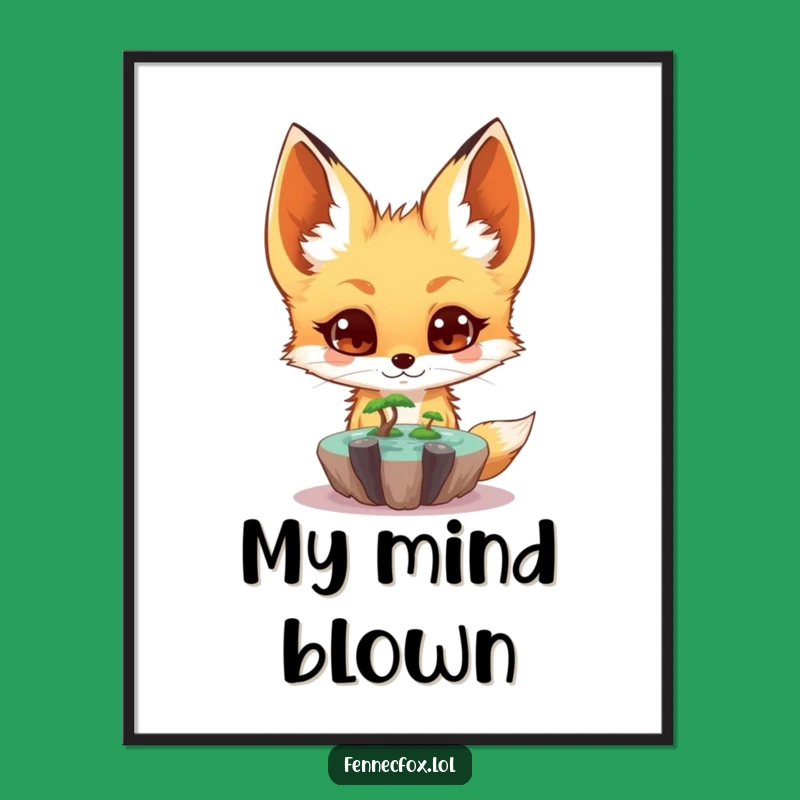 Funny Fennec Fox Digital Art - Surprised Oasis Print, Instant Download Gift