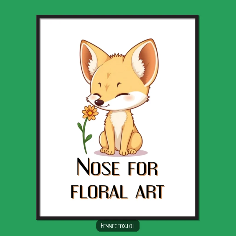 Fennec Fox Flower Balance Digital Art: Delicate & Funny Instant Download Gift