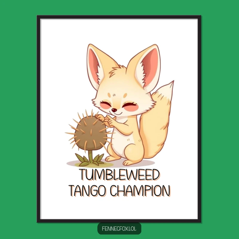 Funny Fennec Fox Batting Tumbleweed Digital Art: Hilarious Desert Instant Download Gift