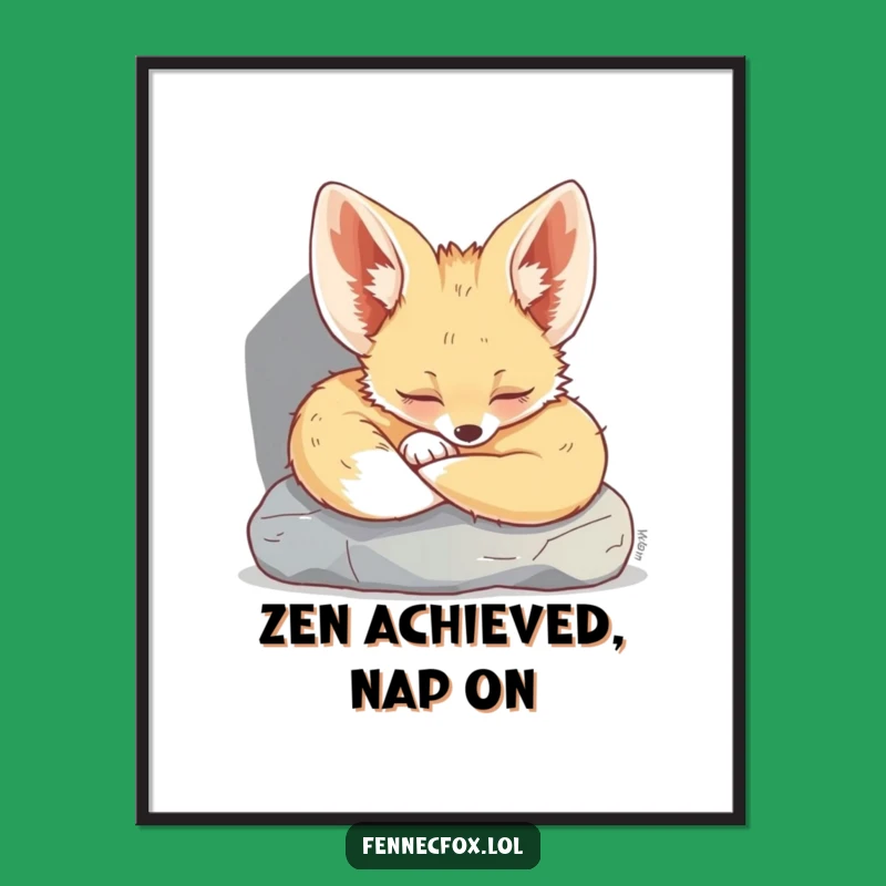 Funny Fennec Fox Digital Art: Charming Sleeping Fox Decor, Instant Funny Gift