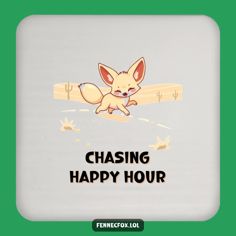 Funny Fennec Fox Mirage Coaster: Playful Desert Drink Gift