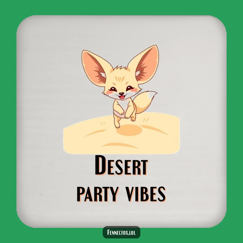 Funny Fennec Fox Leap Coaster: Hilarious Desert Drink Protector Gift