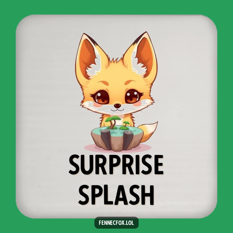 Funny Fennec Fox Coaster - Oasis Surprise Design, Table Protection, Gift