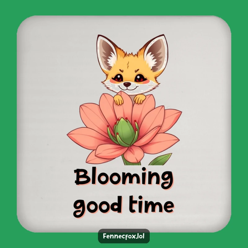 Funny Fennec Fox Coaster - Protect Furniture Peeking Flower Design, Gift