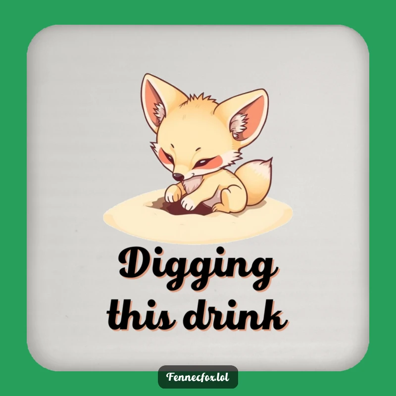 Funny Fennec Fox Digging Coaster - Protect Surfaces with Desert Charm