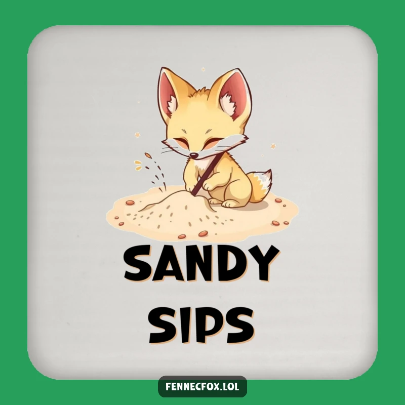 Funny Fennec Fox Digging Coaster: Protect Surfaces with Energy!