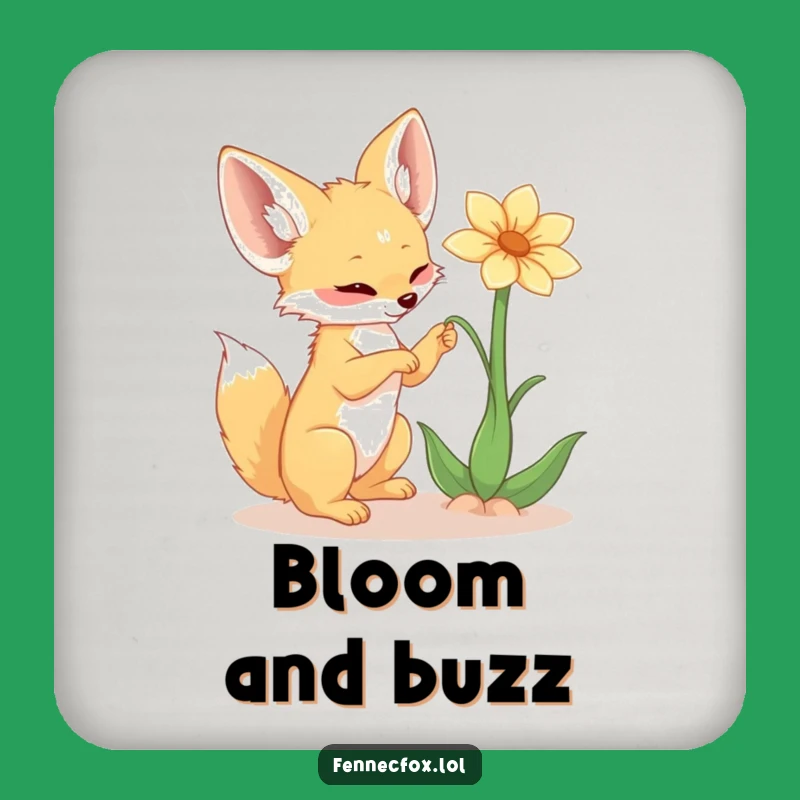 Funny Fennec Fox Flower Coasters - Playful Desert Decor Set