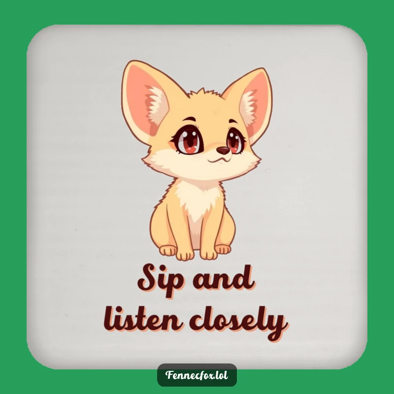 Funny Fennec Fox Listening Coasters: Protect Surfaces, Cute Funny Gift Set