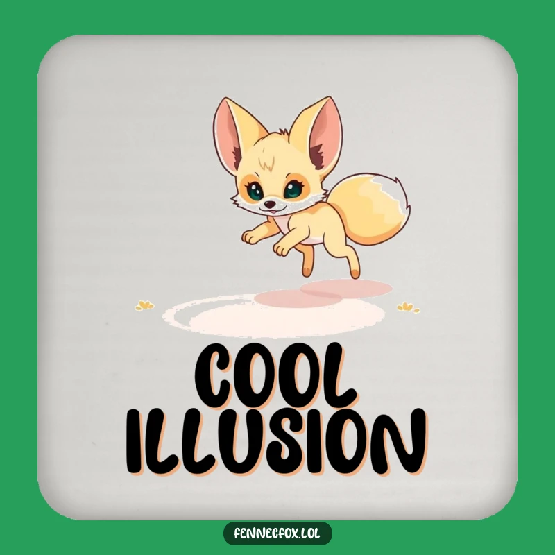 Funny Fennec Fox Mirage Pounce Coaster: Protect Surfaces with Humor!