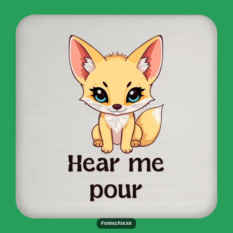 Funny Fennec Fox Listening Coasters - Attentive Desert Decor Set