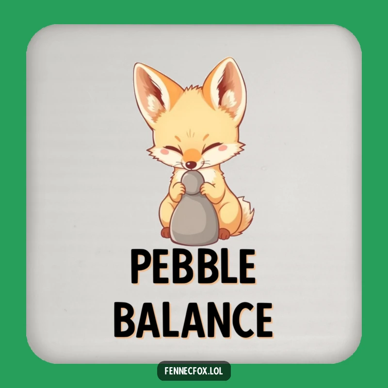 Protect Surfaces with a Funny Fennec Fox Pebble Balance Drink Coaster