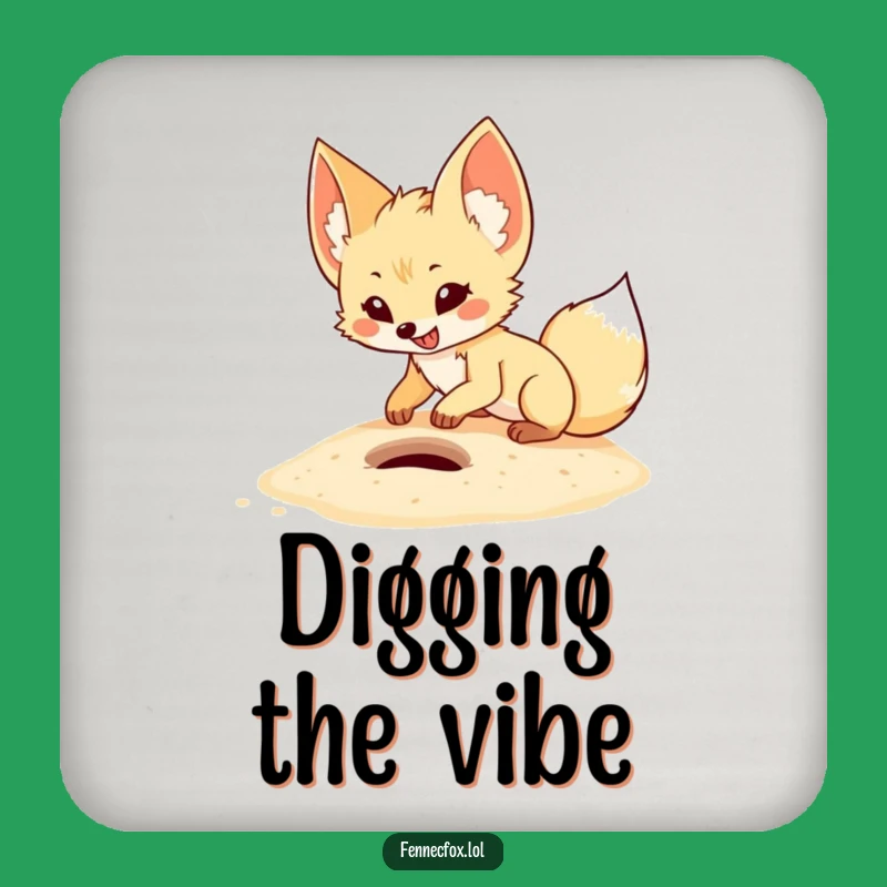 Set of Funny Fennec Fox Digging Coasters: Cute Cartoon Protection, Fun Gift
