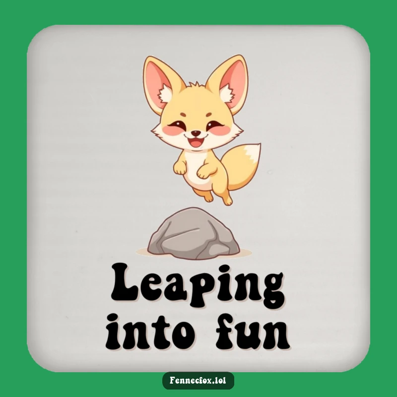 Set of Funny Fennec Fox Leap Coasters: Cute Cartoon Protection, Fun Gift