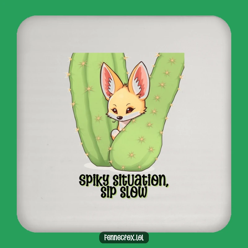 Funny Fennec Fox Cactus Coasters: Protect Surfaces, Cute Funny Gift Set