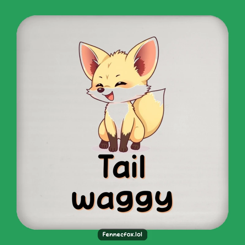 Protect Your Surfaces with a Funny Fennec Fox Tail Wagging Drink Coaster