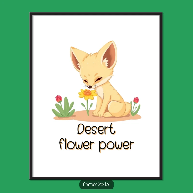 Funny Fennec Fox Desert Bloom Poster: Charming & Hilarious Wall Art for Animal Lovers