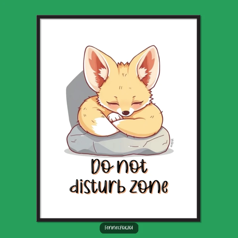 Funny Fennec Fox Art Print: Charming Sleeping Fox Poster, Whimsical & Funny Gift