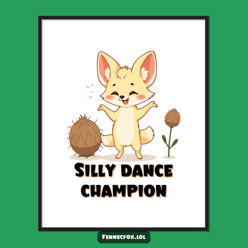 Funny Fennec Fox Dance Poster: Silly Desert Art Print Gift