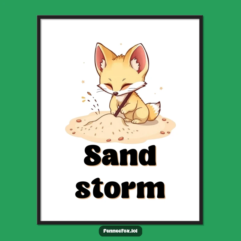 Funny Fennec Fox Digging Poster: Energetic Art for a Laugh!