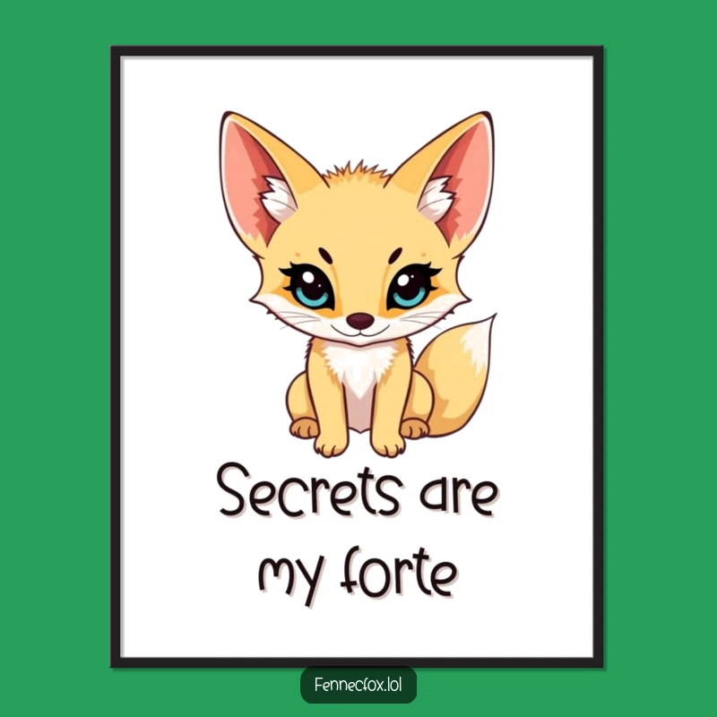 Funny Fennec Fox Listening Art Print - Attentive Desert Scene Poster