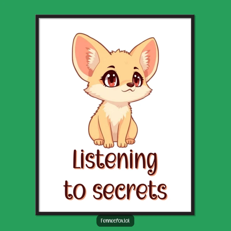 Funny Fennec Fox Listening Poster: Art of Attention, Hilarious Funny Gift Decor