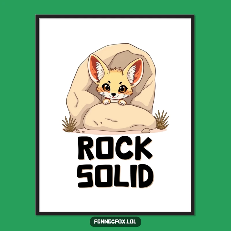 Funny Fennec Fox Peeking Poster: Whimsical Art for Shy Smiles!