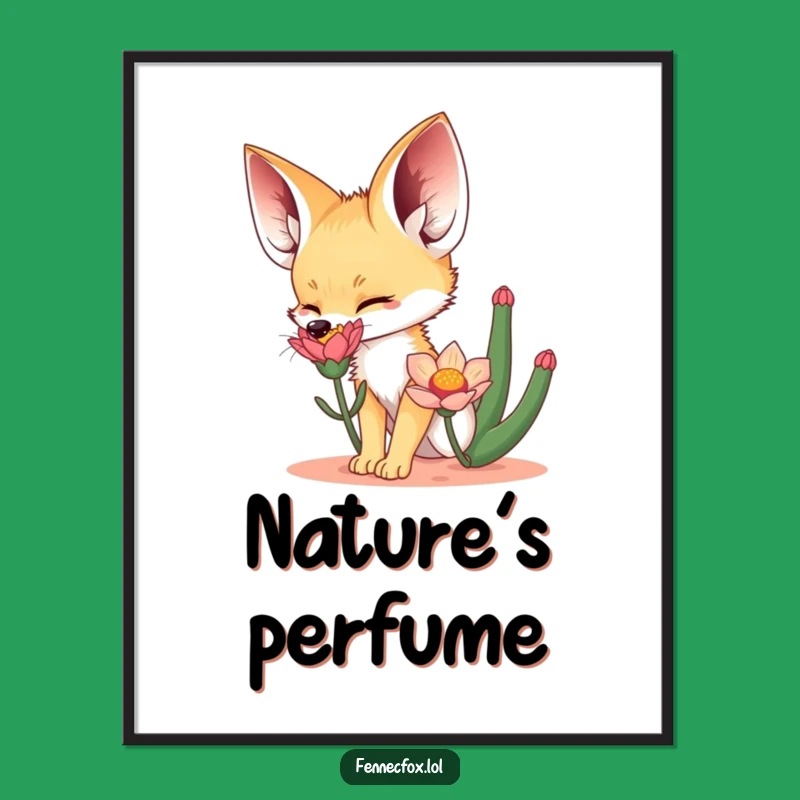 Funny Fennec Fox Poster: Desert Bloom Art, Whimsical Funny Gift for Walls