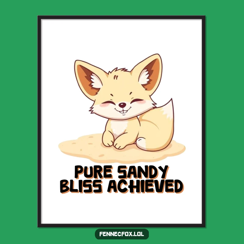Funny Mischievous Fennec Fox Sand Poster: Joyful Desert Art Print Gift