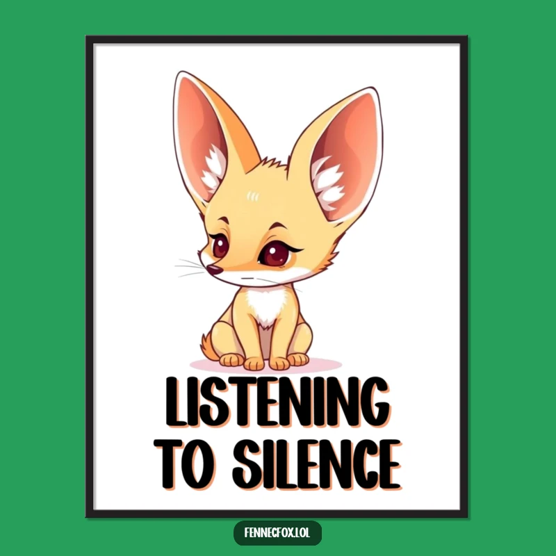Funny Fennec Fox Listening Poster - Quirky Animal Art for Your Walls