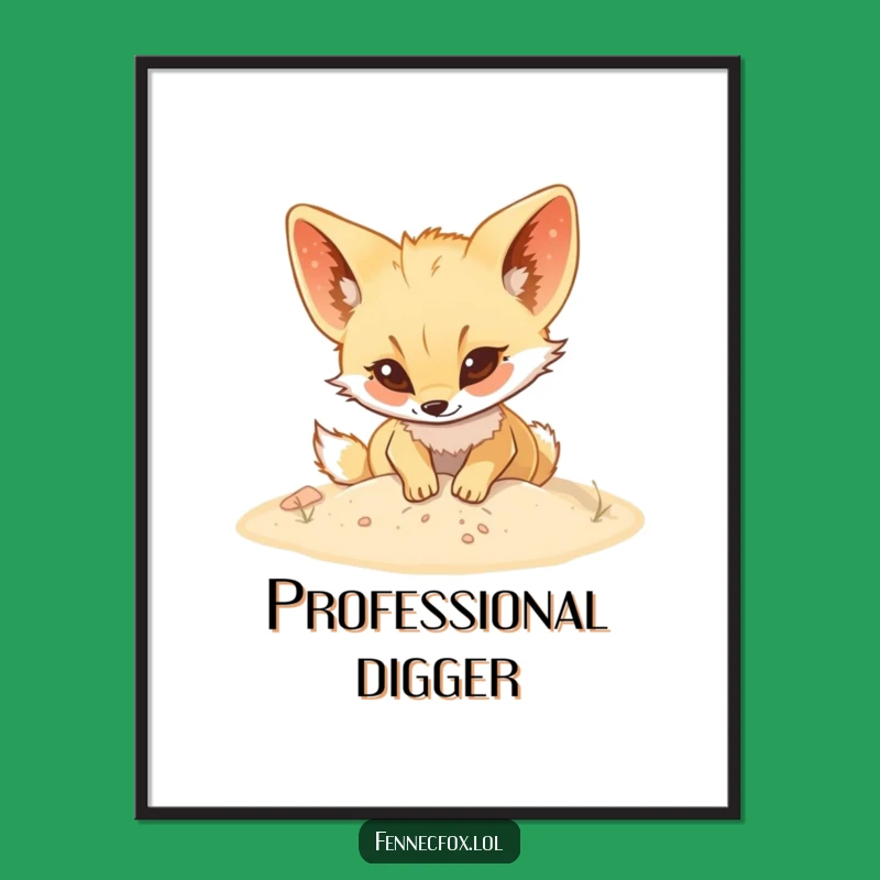 Funny Fennec Fox Digging Poster - Hilarious Desert Wall Art
