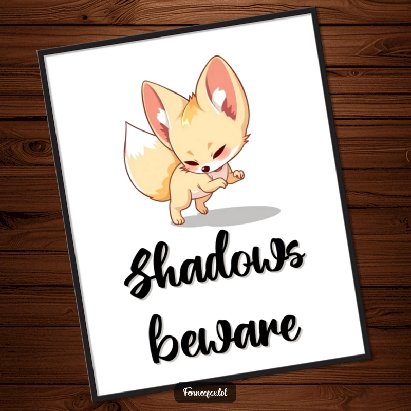 Funny Poster, a fennec fox captured mid-pounce on its shadow, adding a touch of playful humor to wall decor.