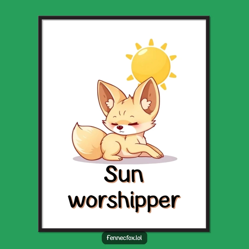 Funny Fennec Fox Poster: Luxurious Stretch Under Warm Sun Art Print Gift