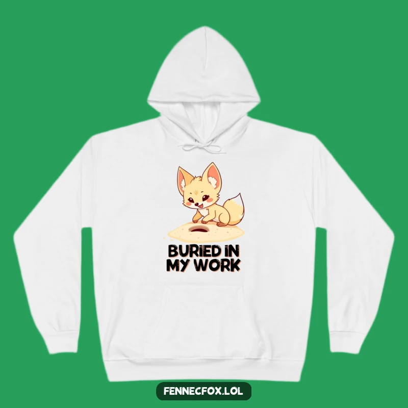 Cozy Funny Fennec Fox Digging Hoodie: Warm Cartoon Ambition Wear, Great Gift