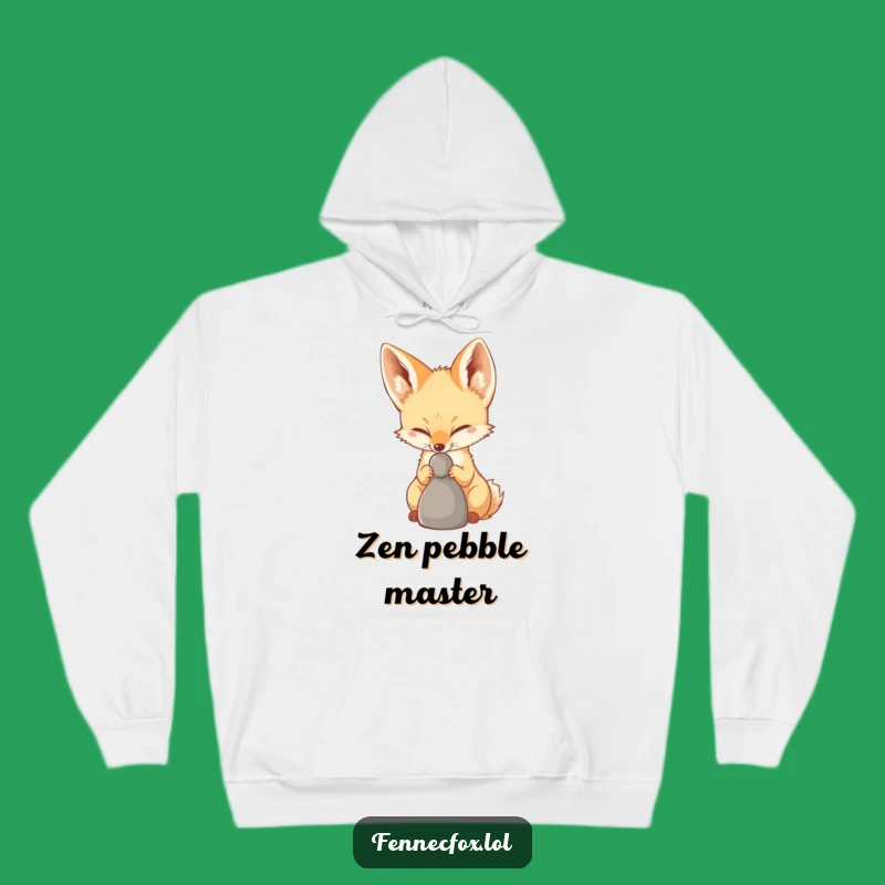 Cozy Funny Fennec Fox Pebble Balance Hoodie - Stay Focused and Warm in this Hilarious Design