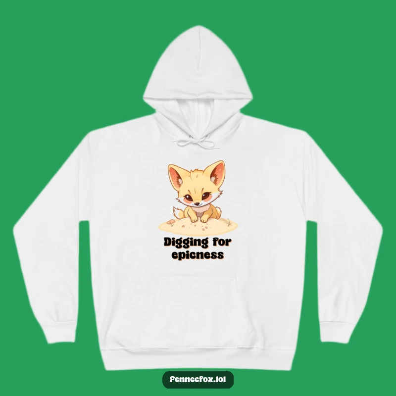 Funny Fennec Fox Digging Hoodie - Cozy & Hilarious Desert Wear