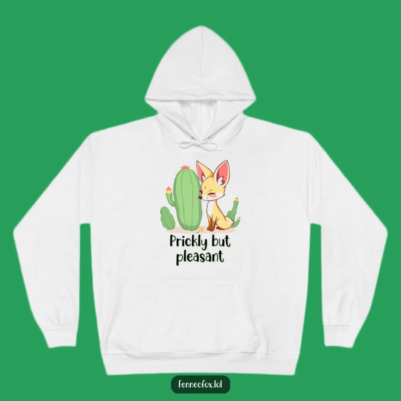 Funny Fennec Fox Hoodie: Curious Fox Sniffing Cactus, Happy & Cozy, Perfect Gift!