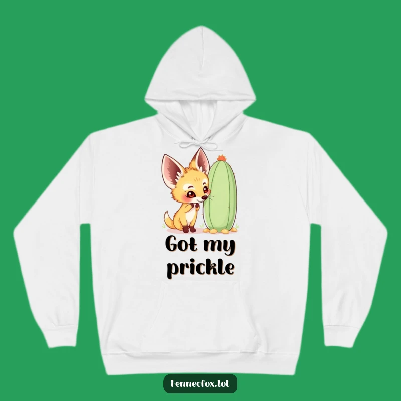 Funny Fennec Fox Hoodie - Cozy Cactus Sniff Design, Warm Desert Companion Gift