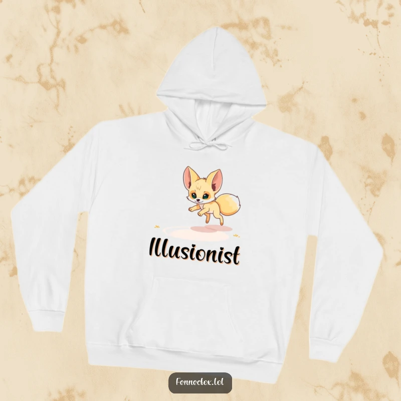 Funny Fennec Fox Hoodie: A fennec fox comically lunges for a desert mirage, capturing a moment of funny, hopeful delusion.