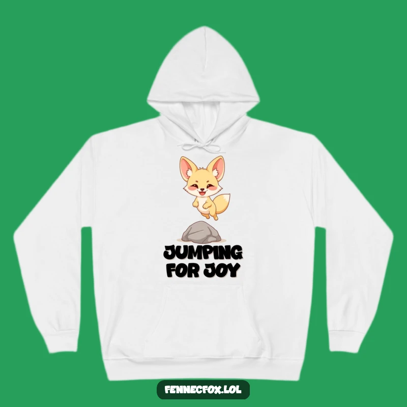 Cozy Funny Fennec Fox Leap Hoodie: Warm Cartoon Joy Wear, Great Gift