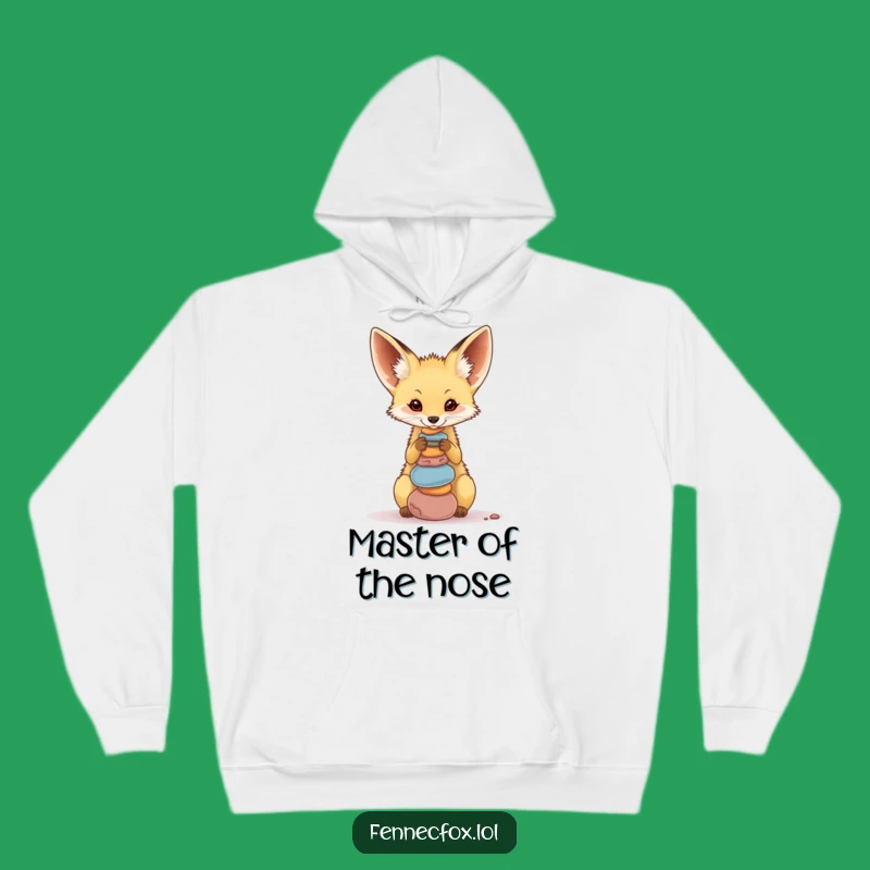 Cozy Funny Fennec Fox Pebble Balance Hoodie: Warm & Whimsical, Perfect Humorous Gift
