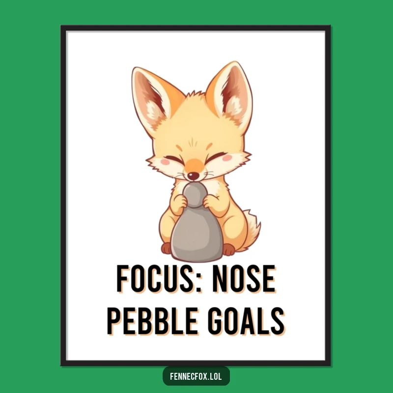 Free Printable Wall Art: Fennec Fox Pebble Balance, Unique Downloadable Decor