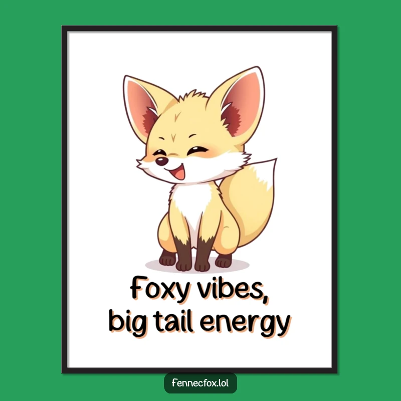 Free Printable Wall Art: Funny Fennec Fox Tail Wagging, Cute Downloadable Decor