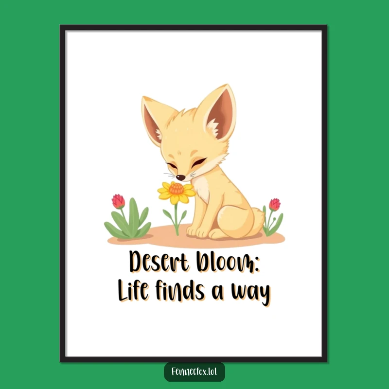 Free Printable Fennec Fox Art: Quirky Desert Flower Downloadable Wall Decor Gift