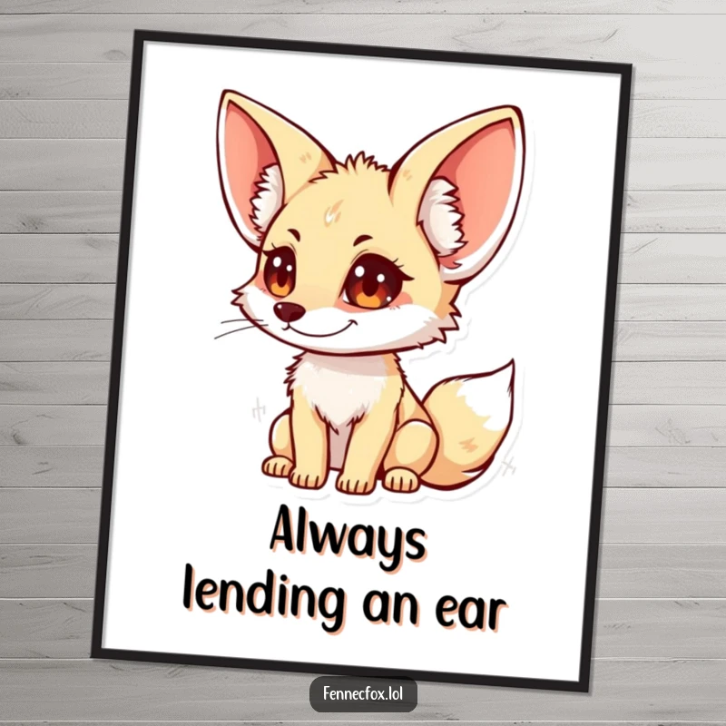 Funny Free Printable Fennec Fox Art: A curious fox with large ears perked, listening intently to the world.