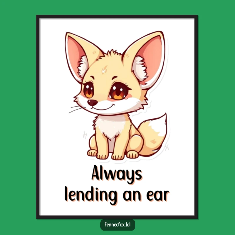 Free Printable Fennec Fox Wall Art - Funny Listening Ears Downloadable Art for Quirky Decor