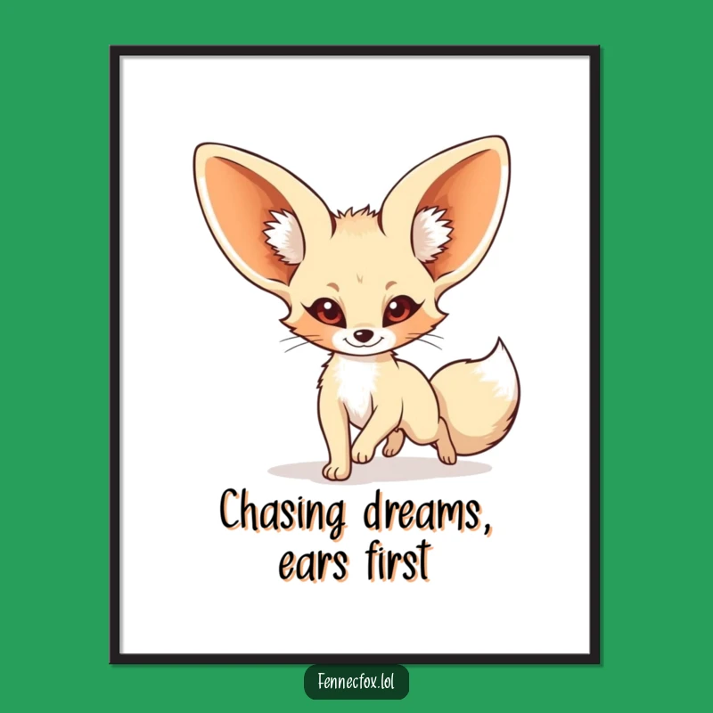 Free Printable Funny Fennec Fox Tail Chasing Wall Art - Whimsical Animal Digital Download Decor