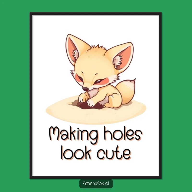 Free Printable Funny Wall Art: Energetic Fennec Fox Digging Humor into Your Desert-Themed Space